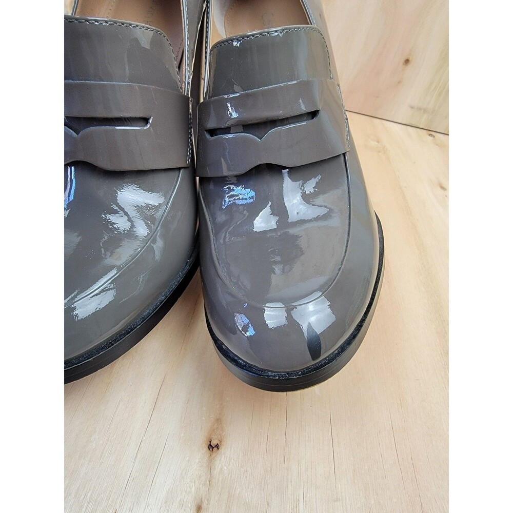 Calvin Klein High Heel Kathryn Penny Loafers Shoes Gray Patent Women's 7. READ! - Picture 3 of 11